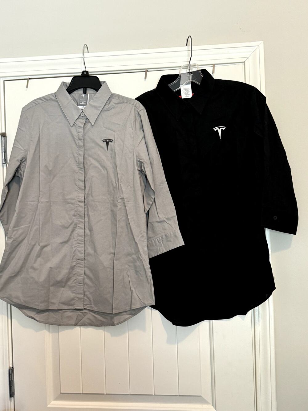 Tesla Button up Polo Shirts Lot of 2 Size Medium 1 - Grey & 1 - Black